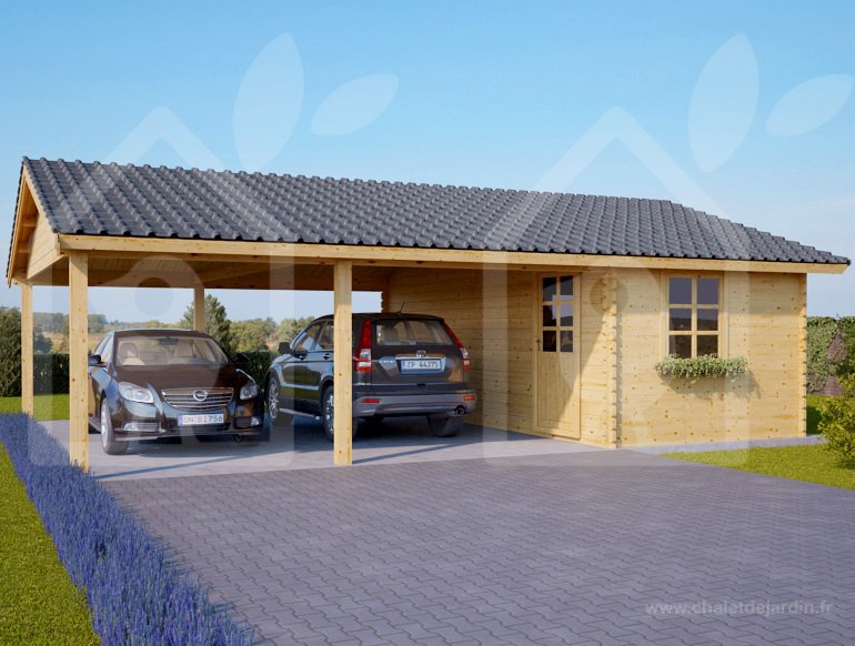 CARPORT DOUBLE + KŮLNA, 6X7,5 M, TL. 44 MM